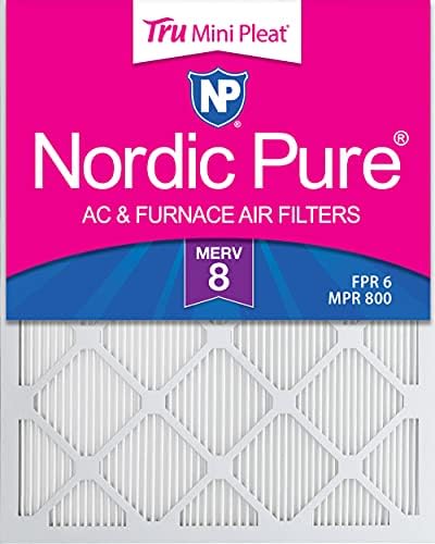 Nordic Pure 15x20x1 (14_1/2x19_1 / 2) MERV 8 Tru Mini Pileli AC Fırın Hava Filtreleri, 2 x 19 1/2 x 3/4 (14,5 x 19,5 x 0,75),