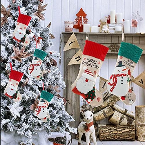 FANQIE Yaratıcı Güzel Kardan Adam Şeker Tutucu Santa Parti Tatil Malzemeleri Noel Stocking Asılı Süsleme Noel dekorasyon (S,Yeşil)