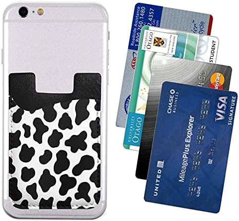 Inek Baskı Beyaz Siyah Nokta Telefon Kartı Tutucu, Cüzdan Üzerinde Sopa Kredi Kartı Tutucu Cep iPhone ile uyumlu, Android ve