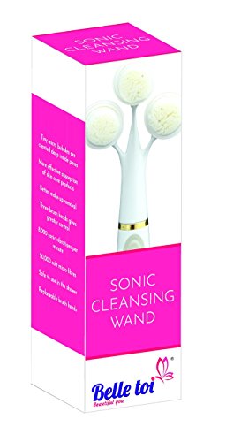 Splashproof Sonic Değnek Yüz Temizleme Fırçası, Nazik 3 Başlı Peeling Fırçası, Derin Gözenekleri Temizler (Pembe)