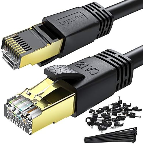 Byzane Kedi 8 Ethernet Kablosu 10 ft Yüksek Hızlı Yama Kablosu 40 Gbps 2000 MHz Altın Kaplama Rj45 Konnektör Lan Kablosu Hava