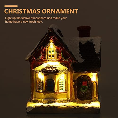 IMIKEYA Işıklı Noel Köy Evleri Minyatür Noel Evi Noel Köy Koleksiyonu Tatil Masa Dekorasyon
