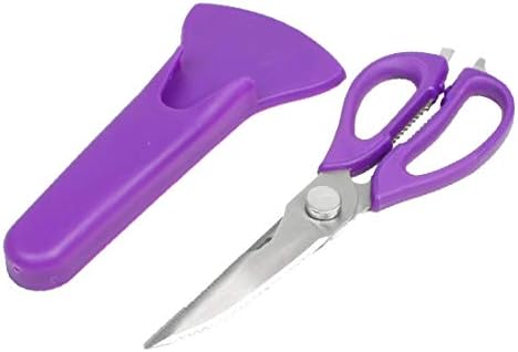 X-DREE Ev Mor Plastik Taraklı Bıçak Karalama Defteri Ayrılabilir Kesme Makas Makaslar (Inicio Morado Plástico festoneado Hoja