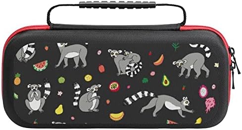 FunnyStar Lemur Hayvan Tropikal Meyve Taşıma Çantası Koruyucu Kabuk Depolama Çanta ile Nintendo Anahtarı ile Uyumlu