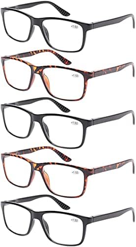Kerecsen 5 Paket Bahar Menteşe Okuma Gözlükleri Moda Erkekler Büyük Çerçeve Okuyucular