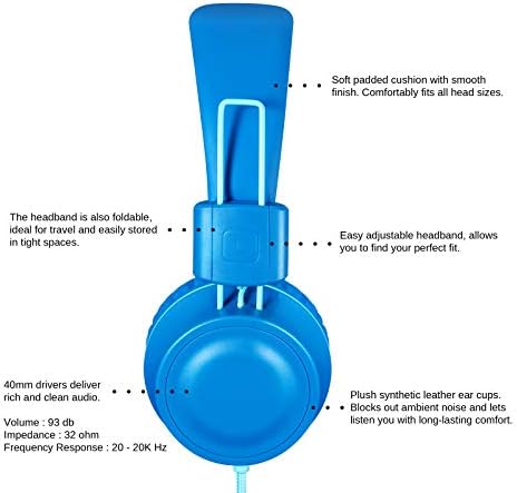 ıRAG J01 Çocuk Kulaklıklar Katlanabilir Stereo Arapsaçı-Ücretsiz 5ft Uzun Kordon 3.5 mm Jack Tak Kablolu On - Kulak Kulaklık