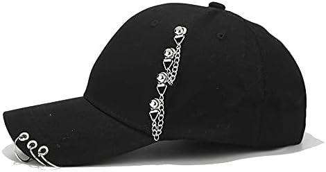 OJPLAND Metal Zincir Yüzük Hip-Hop beyzbol şapkası Çiftler Düz Ayarlanabilir Pamuk Doruğa Kapaklar Erkekler ve Kadınlar için