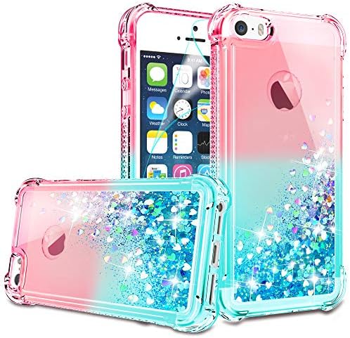 iPhone 5 / iPhone 5 S Durumda, Kızlar Kadınlar için HD Ekran Koruyucu ile iPhone SE Durumda, Grıtup Sevimli Temizle Degrade Glitter