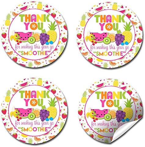 Tutti Fruitti Smoothie Meyve Temalı Öğretmen Takdir Teşekkür Ederim Etiket Etiketleri, AmandaCreation tarafından 40 2 Parti Daire
