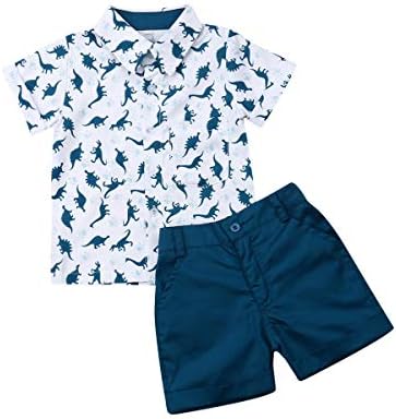 Toddler Erkek Bebek Kısa Kollu Düğme Aşağı Gömlek ve Şort Set 2 T 3 T 4 T 5 T 6 T Kıyafetler Yaz Giysileri