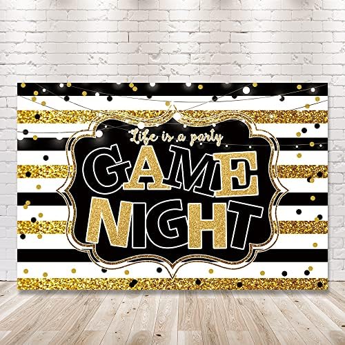 Crefelicid 6x4ft Oyunu Gece Zemin Siyah ve Altın Stripes Oyunu Parti Arka Plan Üzerinde Video Oyunu Gecede Parti Fotoğraf Duvar