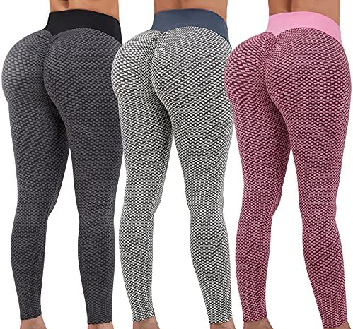 Fengbay 3 Paket Yüksek Bel Yoga Pantolon, Yoga Pantolon Kadınlar için Karın Kontrol egzersiz pantolonları 4 Yönlü Streç Tayt