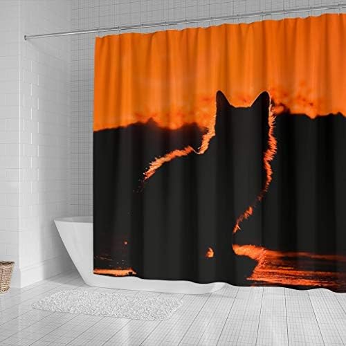 Luto-Home Kedi Gölge Baskı Duş Perdesi