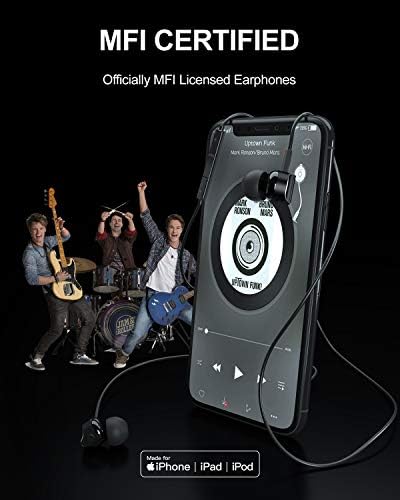 IPHONE için Yıldırım Kulaklıkları, Mikrofonlu FAPO iPhone Kulaklıkları, MFi Sertifikalı, iPhone için Kablolu Gürültü İzolasyonlu
