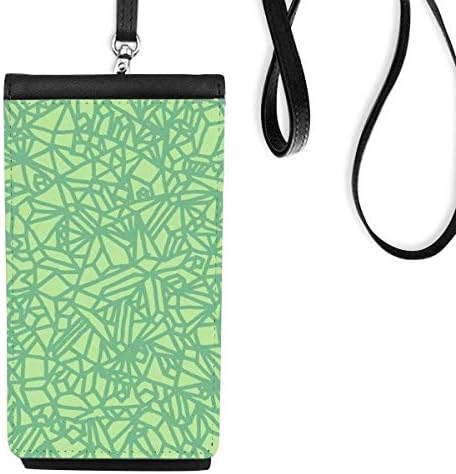 Yeşil Desenler Geçmeli Çizgiler Telefon Cüzdan çanta Asılı Cep Kılıfı Siyah Cep