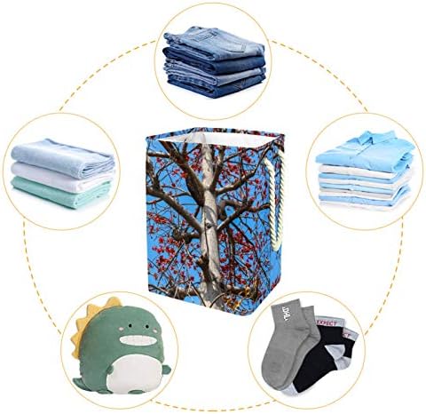 Ağaç Mavi Büyük Katlanabilir çamaşır sepeti Katlanabilir Kirli Çamaşır Sepeti Çanta Kolej Ev Çamaşır Odası için Kolları ile Kolay