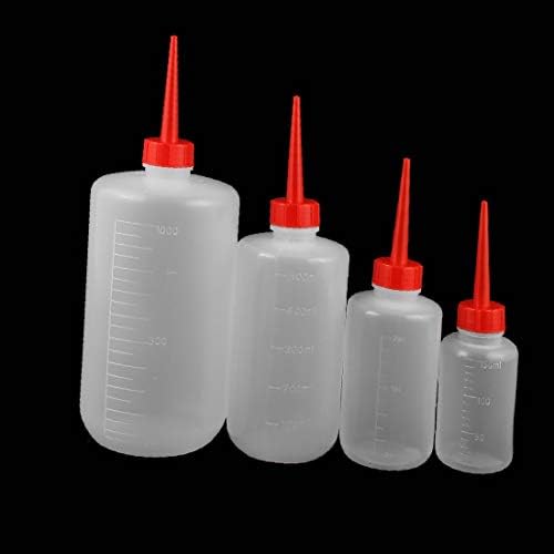 X-DREE Set 150-1000 ml 4 in 1 Yumuşak Plastik Düz Gaga Sıkmak Yağ Şişesi Dağıtım Şişe(Set 150-1000 ml 4 in 1 Flacone di erogazione