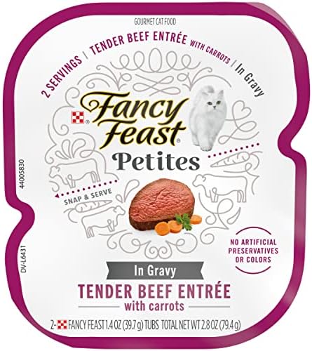 Purina Fancy Feast Gurme Sos Islak Kedi Maması, Petites Havuçlu İhale Sığır Eti Antre - (12) 2.8 oz. Küvetler