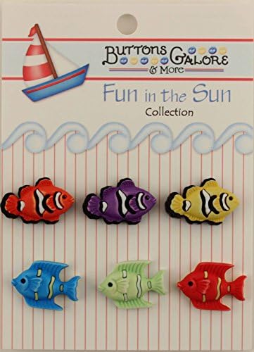 Düğmeler Güneşte Bolca Eğlence Zanaat ve Dikiş Düğmeleri-Egzotik Balık - Toplam 18 Düğme