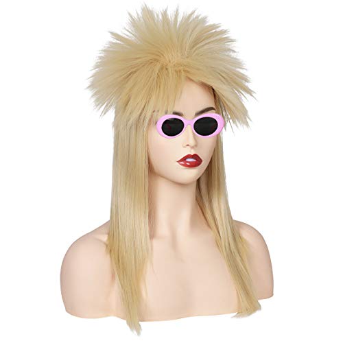 FantaLook uzun düz sarışın 80s kefal peruk erkekler ve kadınlar için
