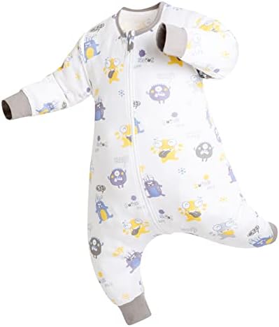 ZIGJOY Ayaklı Bebek Uyku Tulumu Giyilebilir Battaniye Bebek Uzun Kollu Uyku Tulumu Bebek Yürümeye Başlayan %100 % pamuk Yürüyüş