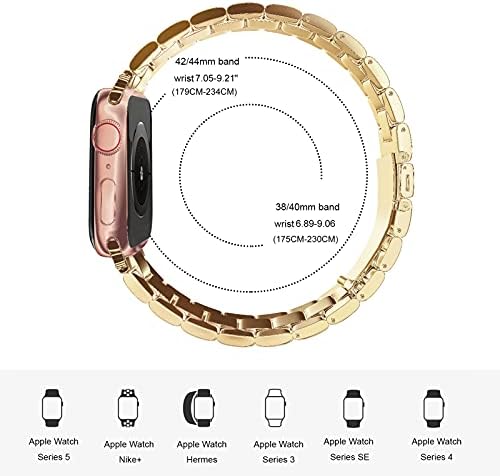 Smartwatch Bantları ile Uyumlu apple saat bandı 38mm/40mm / 42mm/ 44mm, Elimxing Zarif Paslanmaz Çelik Yedek Kayış için Apple