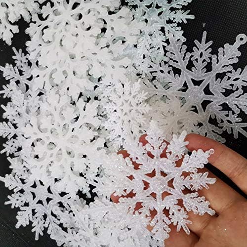 36 Paketi Plastik Beyaz Kar Tanesi Süsler Noel Kış Süslemeleri, Asılı Kar Tanesi Süslemeleri için Kış Wonderland Noel Ağacı