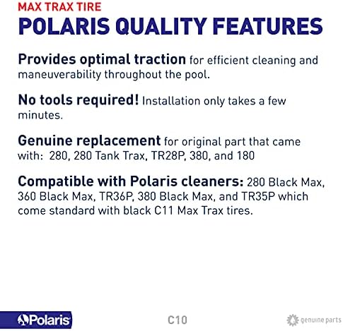 Polaris Orijinal Parçaları Vac-Sweep C10 Yedek Lastik Polaris Modelleri ile Uyumlu 280, 360, 380, TR28P, TR35P, TR36P, 180
