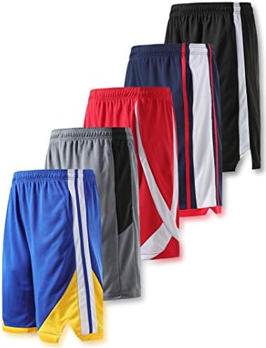 Liberty İthalatı Paketi ile 5 erkek Atletik Basketbol Şort Cepler Mesh Hızlı Kuru Activewear