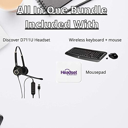 Headset Advisor WFH Essential Accessories Bundle 1 / Discover D712U USB Kulaklık, Mouse Pad, Kablosuz Klavye ve Fare içerir