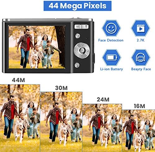 IEBRT Dijital Kamera, 2.7 K 44MP Vlogging Kamera Video Kamera LCD Ekran 16X Dijital Zoom 36MP Şarj Edilebilir Nokta ve Ateş Kamera
