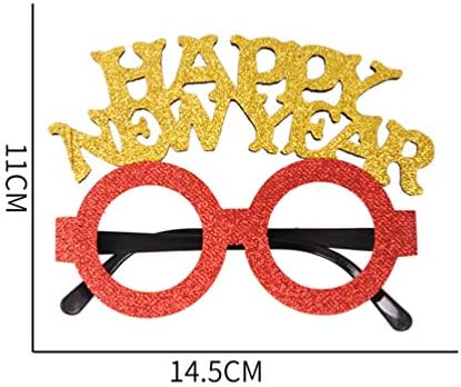 BESTOYARD 6 Pcs Mutlu Yeni Yıl Göz Gözlük 2021 Glitter Gözlük Noel Elk Geyik Göz Çerçeveleri Yeni Yıl Parti Eğlenceli Gözlük