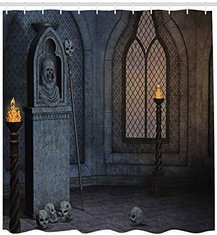 Ambesonne Gotik Duş Perdesi, Gotik Sahne Mistik Ürkütücü Mehtap Karanlık Kafatasları Hayalet Hikayesi Sanat, Bez Kumaş Hooks