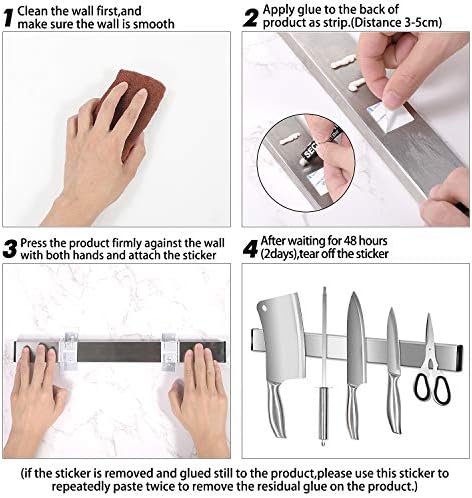 Manyetik Bıçak Şeridi: Manyetik Bıçak Tutucu, 16 inç Bıçak Çubuğu, Duvar için Manyetik Bıçak Tutucu, Mutfak Bıçakları için Güvenli