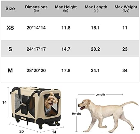 YOYAKER Köpek Taşıyıcı ile Tekerlekler, Pet Haddeleme Taşıyıcı ile Ayrılabilir Tekerlekler, 3 in 1 evcil hayvan arabası, çanta
