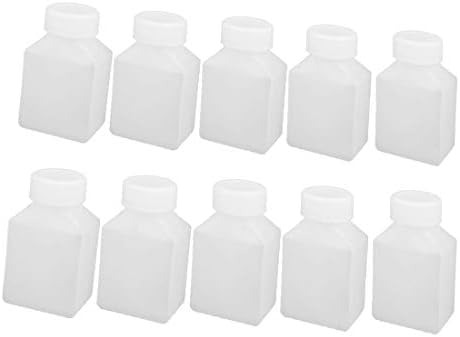 X-DREE 10 Adet 50 ml HDPE Plastik Şişe Saydam DIY Kare Şişe w Kapak (10 Adet 50 ml HDPE Botella de plástico Translúcida DIY Plaza