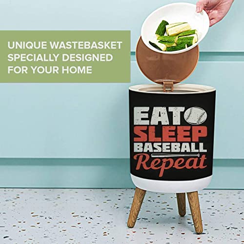 Kapaklı küçük çöp tenekesi t Shirt Tasarım yiyin Uyku Beyzbol Beyzbol sopası ile Tekrarlayın Çöp kutusu Yuvarlak çöp kutusu Basın
