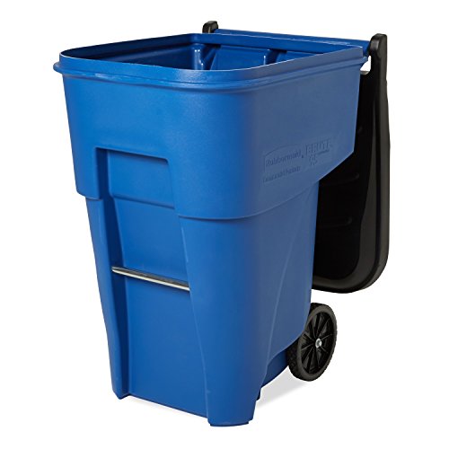 Rubbermaid Ticari Ürünler BRUTE Rollout Ağır Hizmet Tipi Tekerlekli Çöp / Çöp Kutusu-95 Galon-Mavi