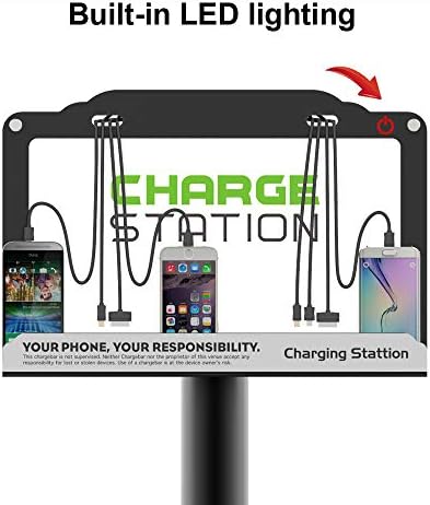 VIPATEY Kulesi Zemin Standı Cep Telefonu şarj İstasyonu Dahili LED Aydınlatma 8 Port Yüksek Hızlı Kablolar iPhone Samsung Akıllı