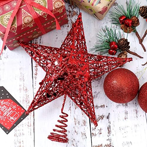 ZMJS Noel Ağacı Topper 8 inç, Noel Süsler, Noel Glitter Ağacı Topper, noel Ağacı Dekorasyon Süs