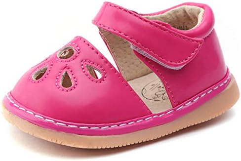 Skeblo Toddler Kız Gıcırtılı Ayakkabı Çiçek Yumruk Bebek Mary Jane Flats Sandalet (Çıkarılabilir Squeakers)