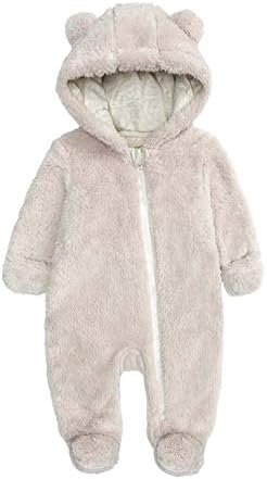 Babymine Yenidoğan Bebek Tulum Kapşonlu Polar Tulum Uzun Kollu Onesies Dış Giyim Kıyafetler