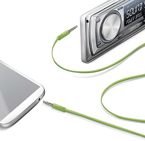 Celly 5 Paket Stereo Ses Kablosu 3.5 mm AUX Giriş Jakı-Akıllı Telefon ve Mp3'ü Radyo ve Hoparlörlerle Bağlayın-Yeşil
