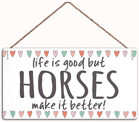 MAİYUAN Hayat İyidir Ama Atlar Daha İyi Yapmak Işareti Ev Dekor Ahşap Işareti Plak 10 X 5 Asılı Duvar Sanatı, dekoratif Komik