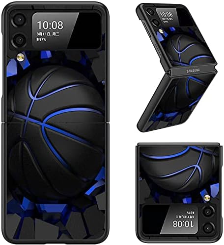 Samsung kılıfı Galaxy Z Flip 3, Basketbol Desenli Ultra İnce Sert PC Darbeye Dayanıklı Katlanır Ekran Şık Kapak Kılıf Galaxy