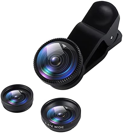 FAFAN Telefon Kamera,3 in 1 Klip 180 °Balık Gözü Lens + 0.67 X Geniş Açı + 10X Makro Lens Cep Telefonu Kamera Lens Makro Lens