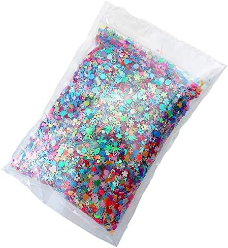 Wankko Renkli Manikür Glitter Konfeti 3.6 oz / 100g, Karışık Şekiller Boyutu 2-4mm için Parti Dekorasyon, DIY El Sanatları, Prim
