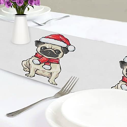 Mr. Brilliant Noel Pug ısıya Dayanıklı Masa Koşucu, 70 * 13 inç Masa Koşucu,Aile Yemeği, Düğün Partileri, Noel, Şükran Günü ve