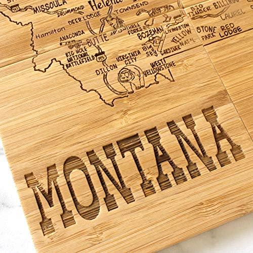 Tamamen Bambu Montana State Bulmaca 4 Parça Bambu Coaster Seti ile Kılıf
