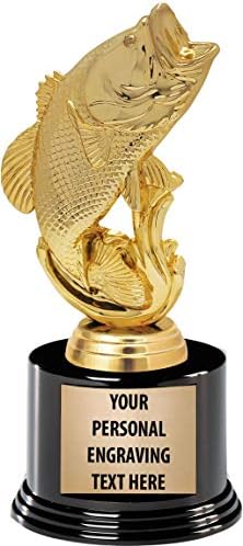 Taç Ödülleri Balıkçılık Kupalar ile Özel Gravür, 7.25 Kişiselleştirilmiş Largemouth Bas Balık Trophy Deluxe Yuvarlak Taban Üzerinde